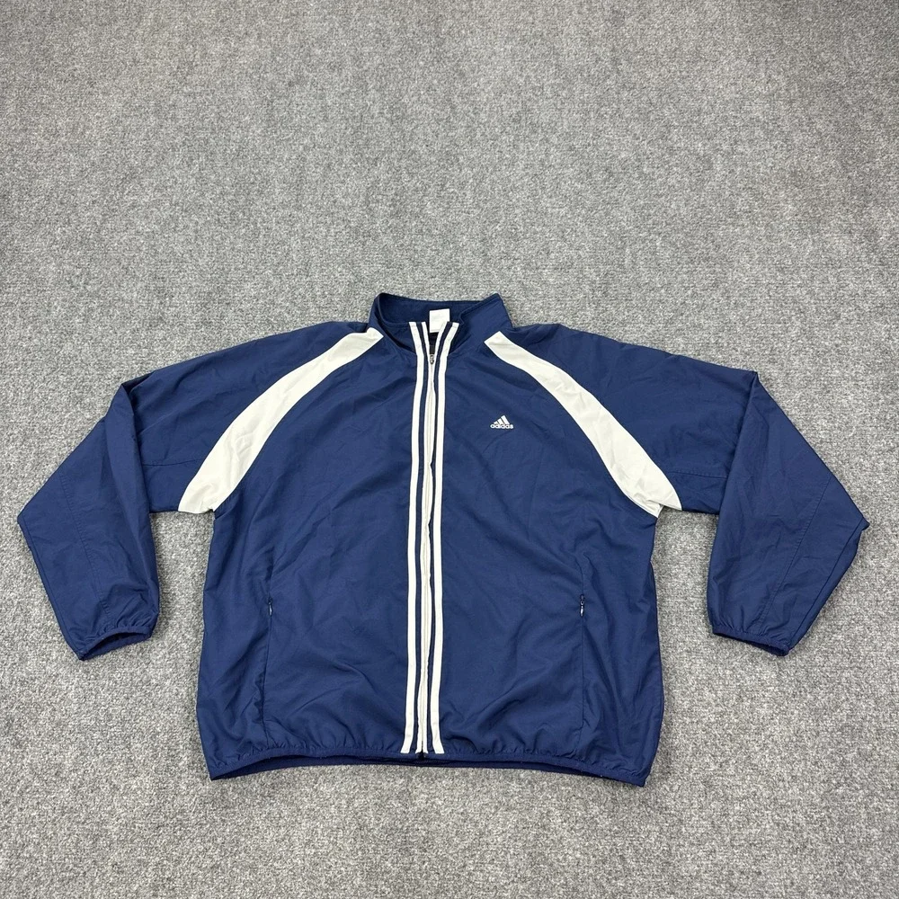 Vintage Adidas Windbreaker‎ Jacket Mens Large Blue ClimaCool Full Zip 548375